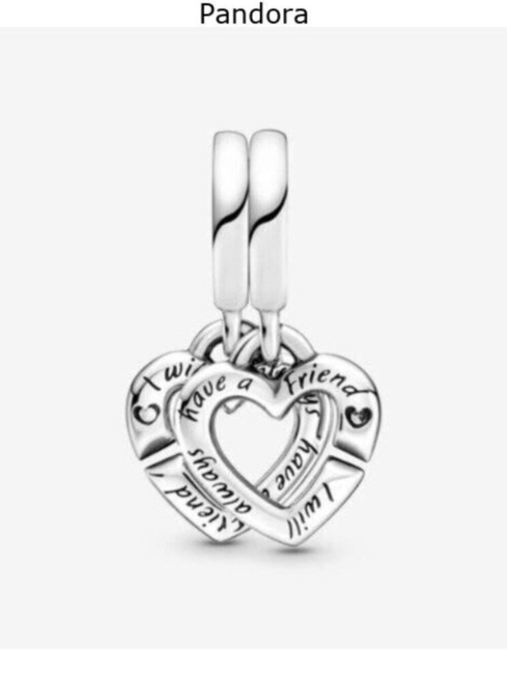 Pandora Linked Sister Hearts Split Dangle Charm